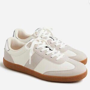 J CREW - Women - Field Sneakers - Ivory Metallic Silver Gray - 10